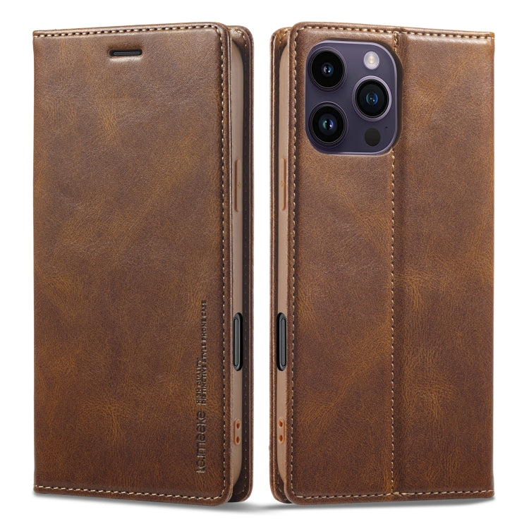 For iPhone 16 Pro Max LC.IMEEKE RFID Anti-theft Leather Phone Case(Brown) - iPhone 16 Pro Max Cases by LC.IMEEKE | Online Shopping UK | buy2fix