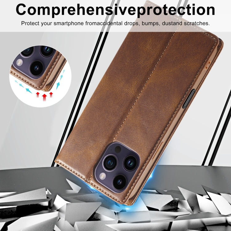 For iPhone 16 Pro Max LC.IMEEKE RFID Anti-theft Leather Phone Case(Brown) - iPhone 16 Pro Max Cases by LC.IMEEKE | Online Shopping UK | buy2fix