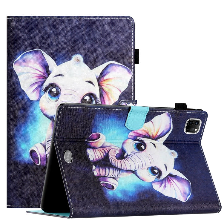 For iPad Pro 11 2024 Coloured Drawing Stitching Smart Leather Tablet Case(Elephant) - iPad Pro 11 2024 Cases by buy2fix | Online Shopping UK | buy2fix