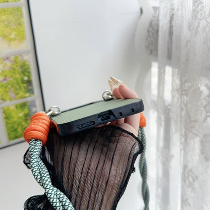 For Motorola Razr 50 Woven Texture Phone Case With Colorful Lanyard(Brown) by buy2fix