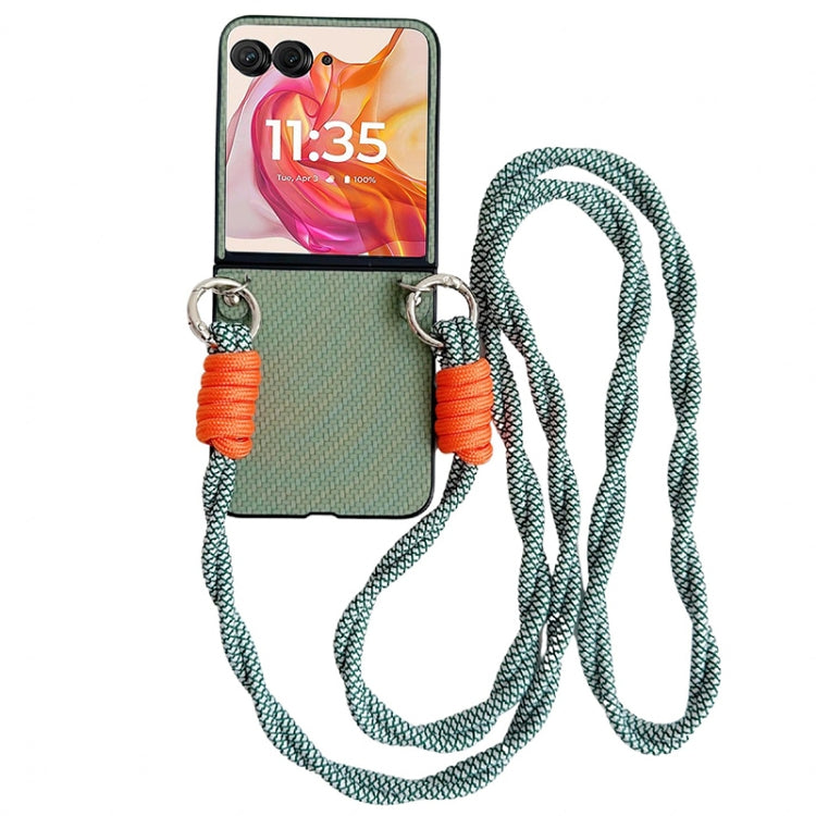 For Motorola Razr 50 Ultra Woven Texture Phone Case With Colorful Lanyard(Green) by buy2fix