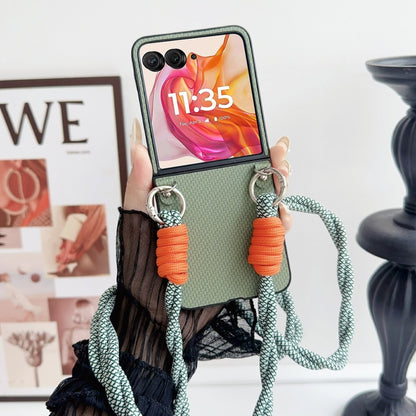 For Motorola Razr 50 Ultra Woven Texture Phone Case With Colorful Lanyard(Green) by buy2fix