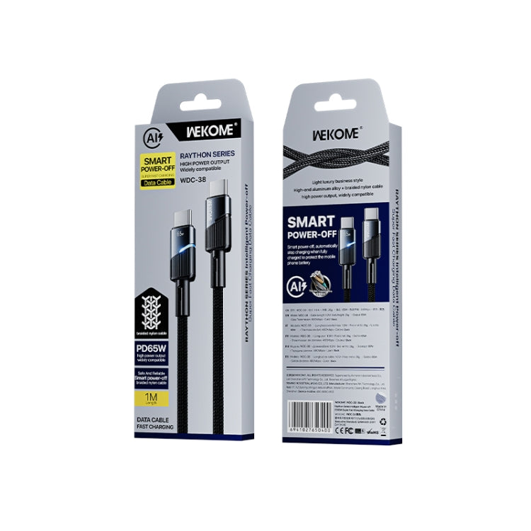 WK WDC-38 Intelligent Power-off 1m PD65W Type-C to Type-C Fast Charging Data Cable(Black) - USB-C & Type-C Cable by WK | Online Shopping UK | buy2fix