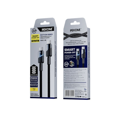 WK WDC-38 Intelligent Power-off 1m PD65W Type-C to Type-C Fast Charging Data Cable(Black) - USB-C & Type-C Cable by WK | Online Shopping UK | buy2fix