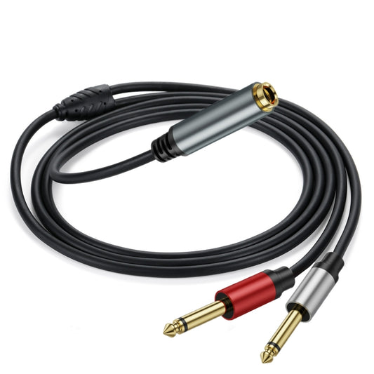 3m 6.35mm TRS Stereo Female to 2 x 6.35mm TS Male Mono Audio Adapter Cable(Black) by buy2fix