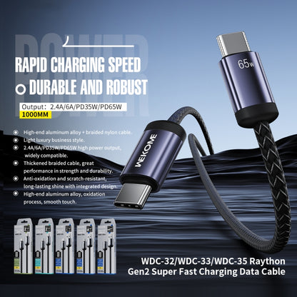 WK WDC-35 Raython Gen2 1m PD65W Type-C to Type-C Fast Charging Data Cable(Black) - USB-C & Type-C Cable by WK | Online Shopping UK | buy2fix
