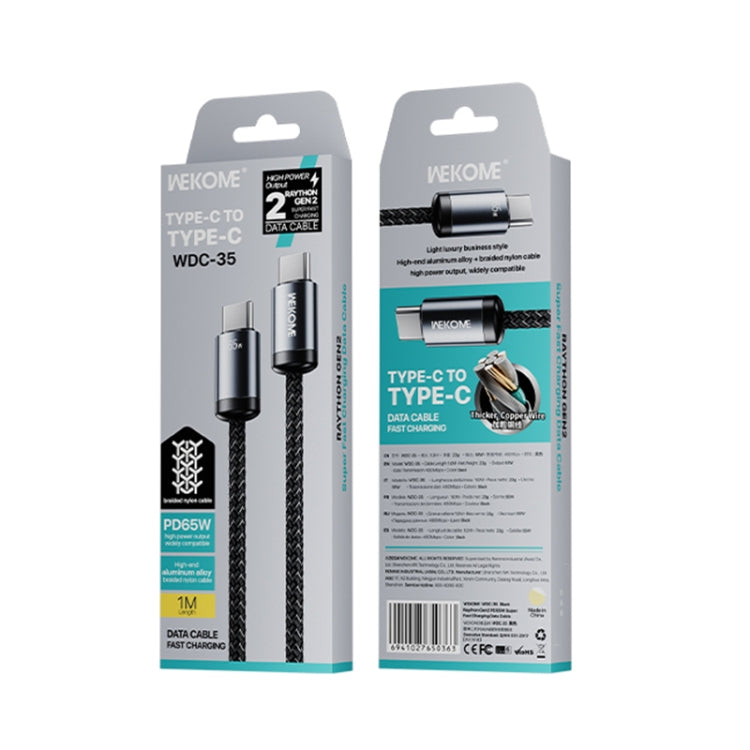 WK WDC-35 Raython Gen2 1m PD65W Type-C to Type-C Fast Charging Data Cable(Black) - USB-C & Type-C Cable by WK | Online Shopping UK | buy2fix
