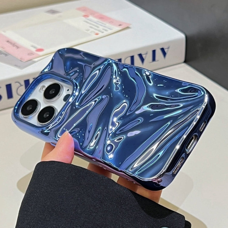 For iPhone 16 Pro Water Ripple Electroplating Paint TPU Phone Case(Dark Blue) - iPhone 16 Pro Cases by buy2fix | Online Shopping UK | buy2fix