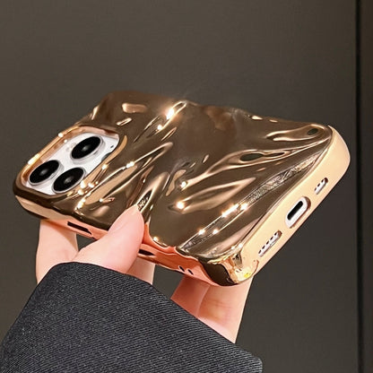 For iPhone 16 Plus Water Ripple Electroplating Paint TPU Phone Case(Bright Gold) - iPhone 16 Plus Cases by buy2fix | Online Shopping UK | buy2fix