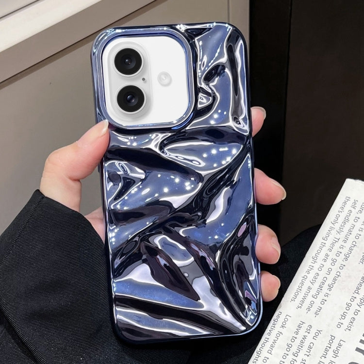 For iPhone 16 Plus Water Ripple Electroplating Paint TPU Phone Case(Dark Blue) - iPhone 16 Plus Cases by buy2fix | Online Shopping UK | buy2fix