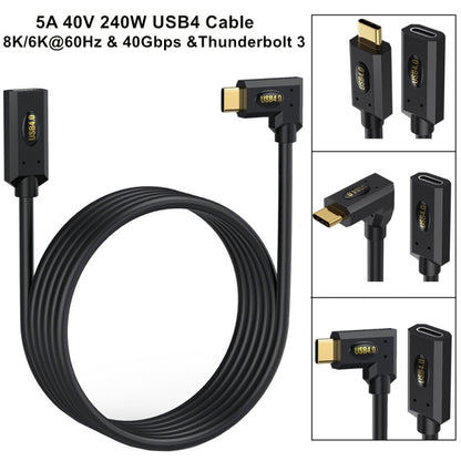 240W USB-C / Type-C Male to Female Multi-function Elbow USB 4.0 Data Extension Cable, Length:1m by buy2fix