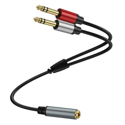 0.3m Gold Plated 6.35mm Female to 2 x 6.35mm Male Stereo Audio Adapter Y Splitter Cable(Black) - Video & Audio Cable by buy2fix | Online Shopping UK | buy2fix