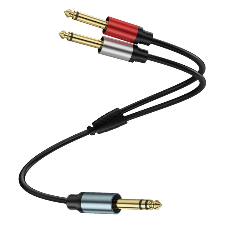 0.3m Gold Plated 6.35mm Male Dual Sound TRS Stereo to 2 x 6.35mm Male TS Mono Y Splitter Adapter Audio Cable(Black) - Video & Audio Cable by buy2fix | Online Shopping UK | buy2fix