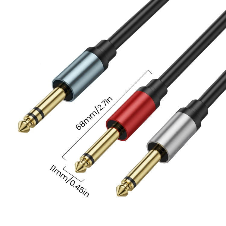 0.3m Gold Plated 6.35mm Male Dual Sound TRS Stereo to 2 x 6.35mm Male TS Mono Y Splitter Adapter Audio Cable(Black) - Video & Audio Cable by buy2fix | Online Shopping UK | buy2fix