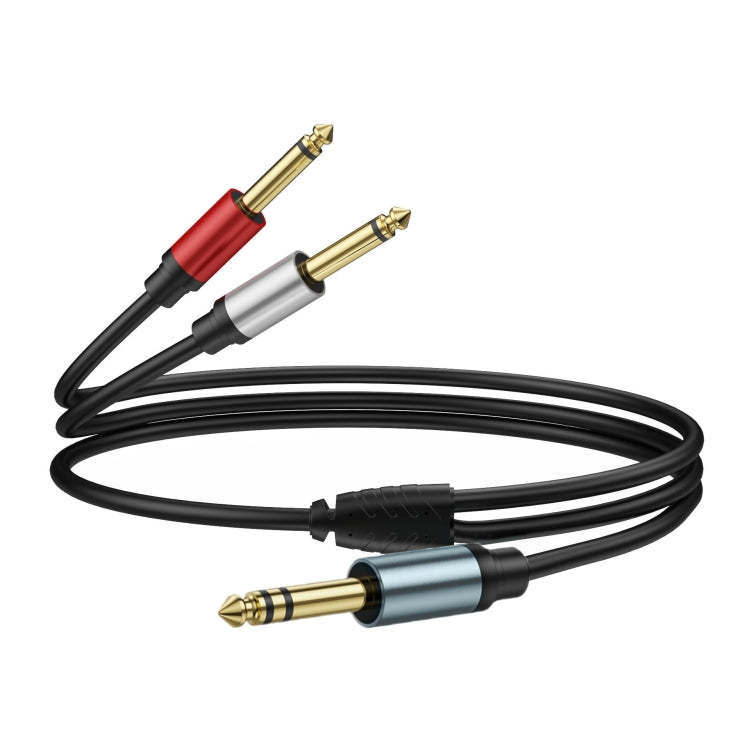 1m Gold Plated 6.35mm Male Dual Sound TRS Stereo to 2 x 6.35mm Male TS Mono Y Splitter Adapter Audio Cable(Black) - Video & Audio Cable by buy2fix | Online Shopping UK | buy2fix