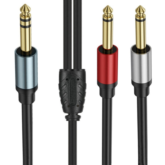 2m Gold Plated 6.35mm Male Dual Sound TRS Stereo to 2 x 6.35mm Male TS Mono Y Splitter Adapter Audio Cable(Black) - Video & Audio Cable by buy2fix | Online Shopping UK | buy2fix