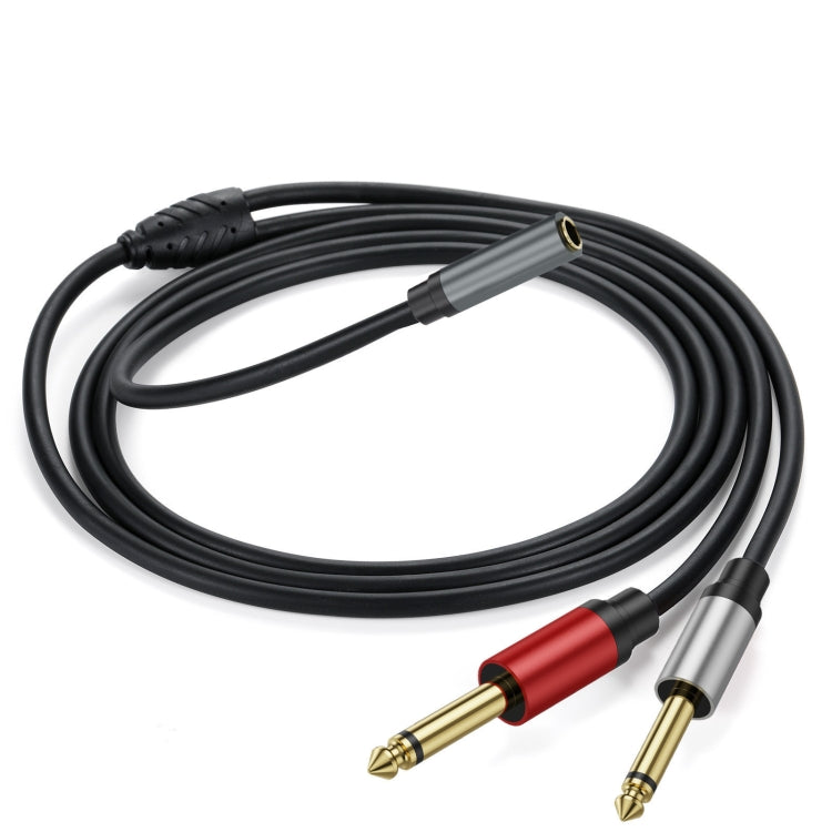 3m Gold Plated 3.5mm TRS Female to 2 x 6.35mm TS Male Mono Y Splitter Adapter Audio Cable(Black) - Video & Audio Cable by buy2fix | Online Shopping UK | buy2fix
