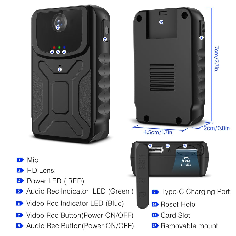 860B 1080P 140 Degree Wide Angle Wearable Portable Mini Camera(Black) - Mini Camera by buy2fix | Online Shopping UK | buy2fix