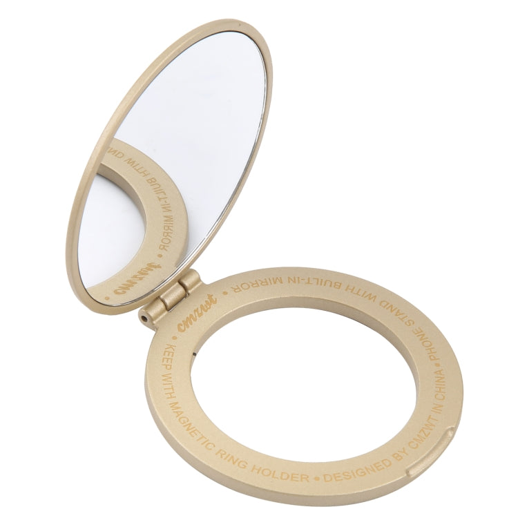 CPS-053 Magnetic Folding Phone Ring Holder with Mirror(Gold) - Ring Holder by buy2fix | Online Shopping UK | buy2fix