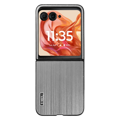 For Motorola Moto Razr 50 2024 PC Hybrid Aluminum Alloy Brushed Shockproof Phone Case(Silver) by buy2fix