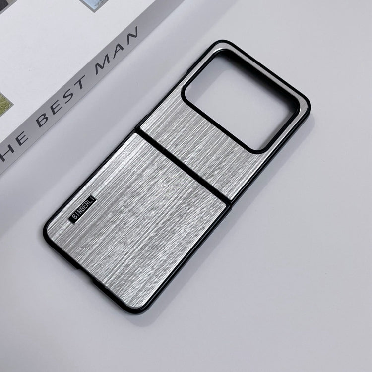 For Motorola Moto Razr 50 2024 PC Hybrid Aluminum Alloy Brushed Shockproof Phone Case(Silver) by buy2fix