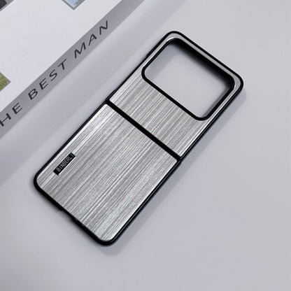 For Motorola Moto Razr 50 2024 PC Hybrid Aluminum Alloy Brushed Shockproof Phone Case(Silver) by buy2fix