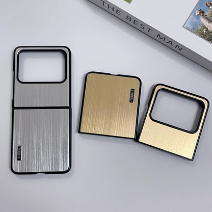 For Motorola Moto Razr 50 2024 PC Hybrid Aluminum Alloy Brushed Shockproof Phone Case(Silver) by buy2fix