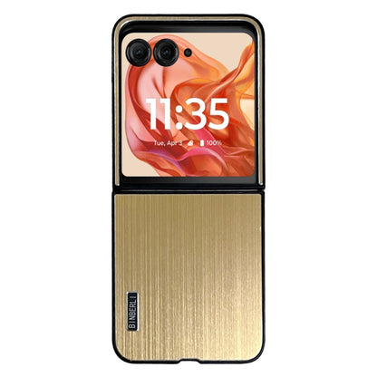 For Motorola Moto Razr 50 2024 PC Hybrid Aluminum Alloy Brushed Shockproof Phone Case(Gold) - Motorola Cases by buy2fix | Online Shopping UK | buy2fix