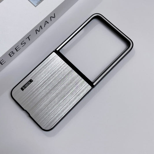 For Motorola Moto Razr 50 Ultra PC Hybrid Aluminum Alloy Brushed Shockproof Phone Case(Silver) by buy2fix