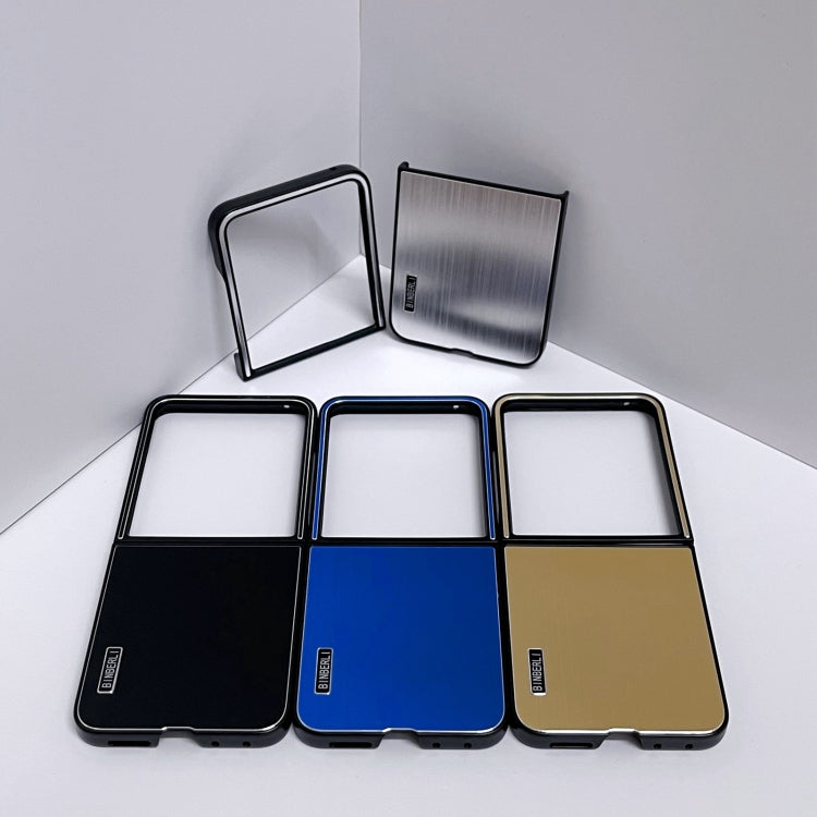 For Motorola Moto Razr 50 Ultra PC Hybrid Aluminum Alloy Brushed Shockproof Phone Case(Silver) by buy2fix