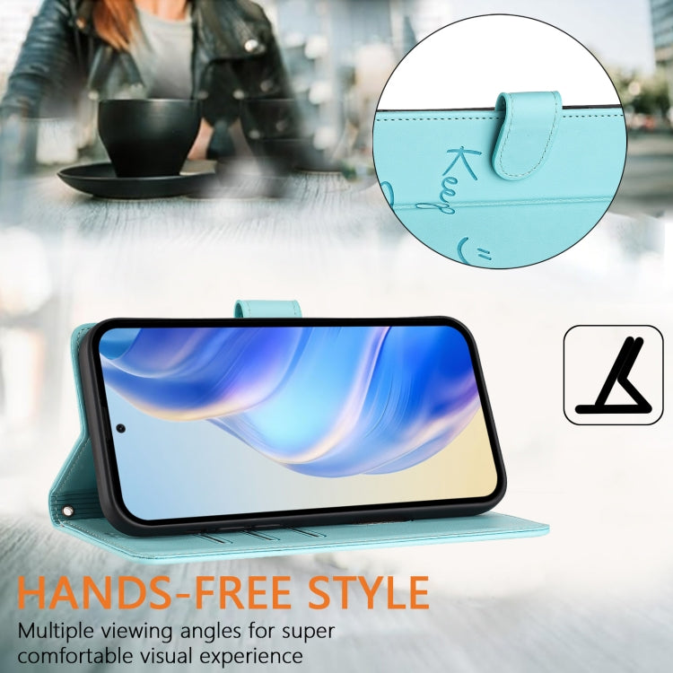 For Tecno Spark GO 2024 / Spark 20C Smile Embossing RFID Leather Phone Case(Mint Green) by buy2fix