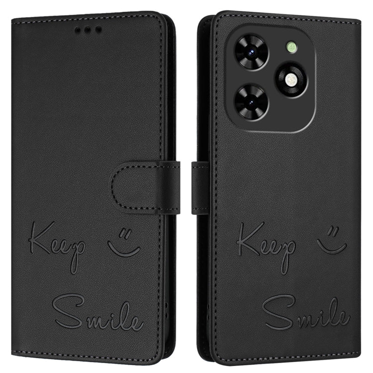 For Tecno Spark GO 2024 / Spark 20C Smile Embossing RFID Leather Phone Case(Black) by buy2fix