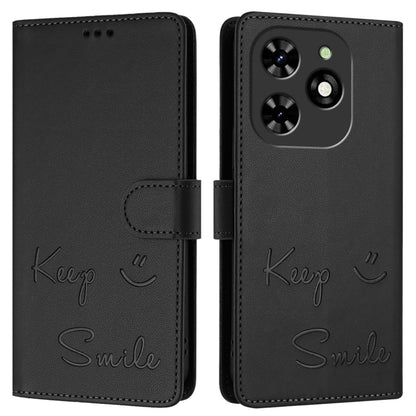 For Tecno Spark GO 2024 / Spark 20C Smile Embossing RFID Leather Phone Case(Black) by buy2fix
