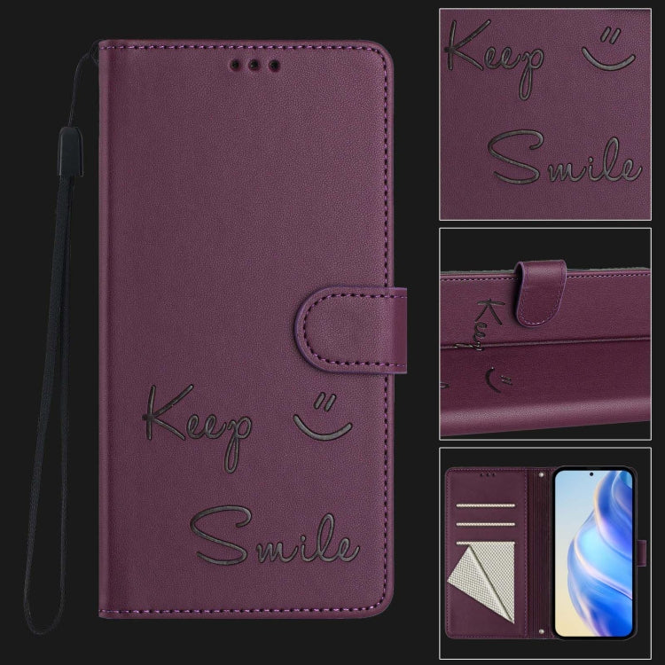 For Tecno Spark GO 2024 / Spark 20C Smile Embossing RFID Leather Phone Case(Violet) by buy2fix