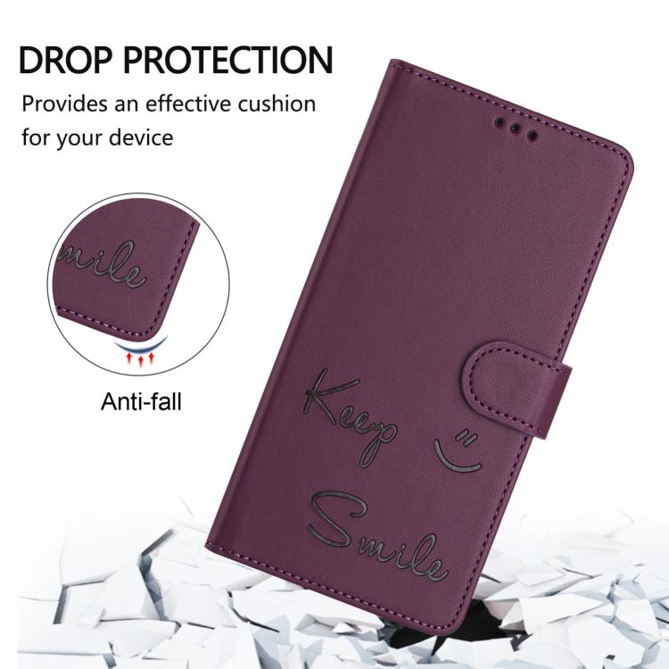 For Google Pixel 10 Pro XL 5G Global Smile Embossing RFID Leather Phone Case(Violet) - Google Cases by buy2fix | Online Shopping UK | buy2fix