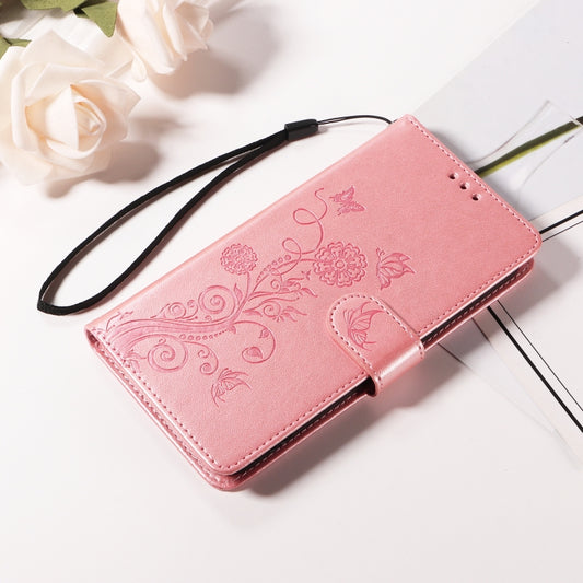 For iPhone SE 2024 Embossed Butterfly Flowers Leather Phone Case(Rose Gold) by buy2fix