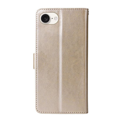 For iPhone 16e Embossed Butterfly Flowers Leather Phone Case(Gold) - iPhone 16e Cases by buy2fix | Online Shopping UK | buy2fix