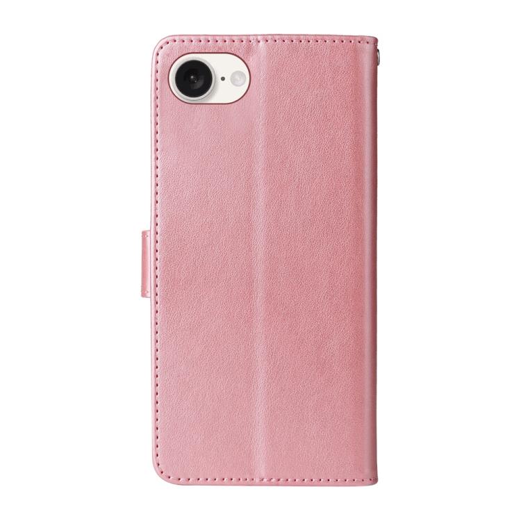 For iPhone 16e Embossed Butterfly Flowers Leather Phone Case(Rose Gold) - iPhone 16e Cases by buy2fix | Online Shopping UK | buy2fix
