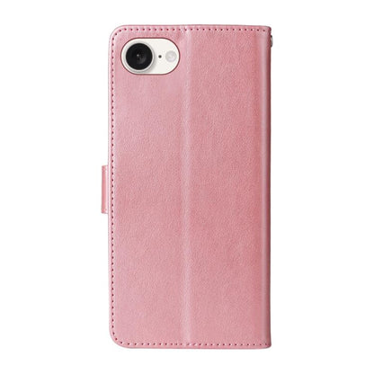 For iPhone 16e Embossed Butterfly Flowers Leather Phone Case(Rose Gold) - iPhone 16e Cases by buy2fix | Online Shopping UK | buy2fix
