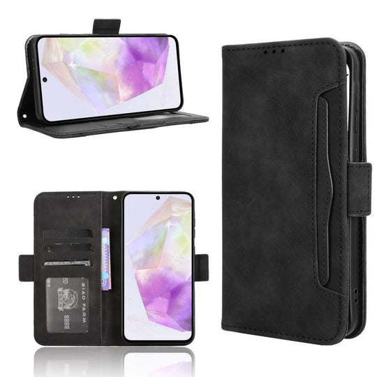 For Samsung Galaxy A56 5G Skin Feel Calf Texture Card Slots Leather Phone Case(Black)