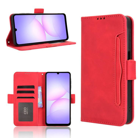For Samsung Galaxy A07 4G Skin Feel Calf Texture Card Slots Leather Phone Case(Red)