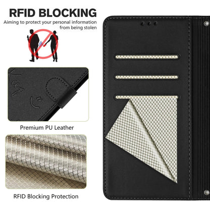 For Motorola Moto G Play 5G 2024 Global Smile Embossing RFID Leather Phone Case(Black) - Motorola Cases by buy2fix | Online Shopping UK | buy2fix