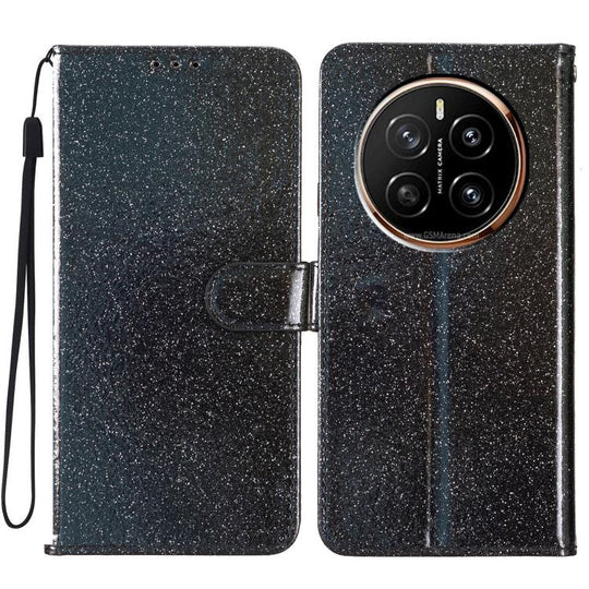 For Honor Magic7 Pro Glitter Powder Flip Leather Phone Case(Black)