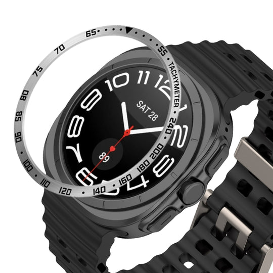 For Galaxy Watch Ultra2 2026/2025/1 2024 Style E Smart Watch Dial Stainless Steel Bezel Ring Cover(Silver)