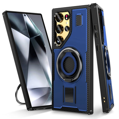 For Samsung Galaxy S25 Ultra 5G Ring Holder Carbon Fiber PC Hybrid TPU Phone Case(Blue) - Galaxy S25 Ultra 5G Cases by buy2fix | Online Shopping UK | buy2fix