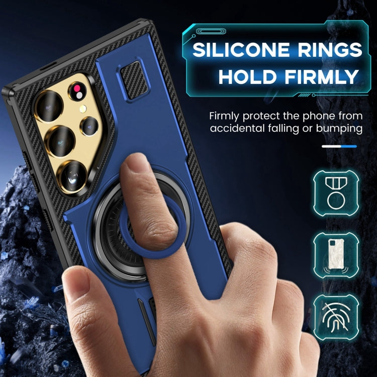 For Samsung Galaxy S25 Ultra 5G Ring Holder Carbon Fiber PC Hybrid TPU Phone Case(Blue) - Galaxy S25 Ultra 5G Cases by buy2fix | Online Shopping UK | buy2fix