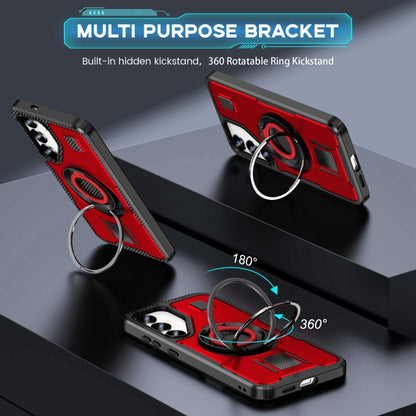 For Samsung Galaxy S25 5G Ring Holder Carbon Fiber PC Hybrid TPU Phone Case(Red) - Galaxy S25 5G Cases by buy2fix | Online Shopping UK | buy2fix