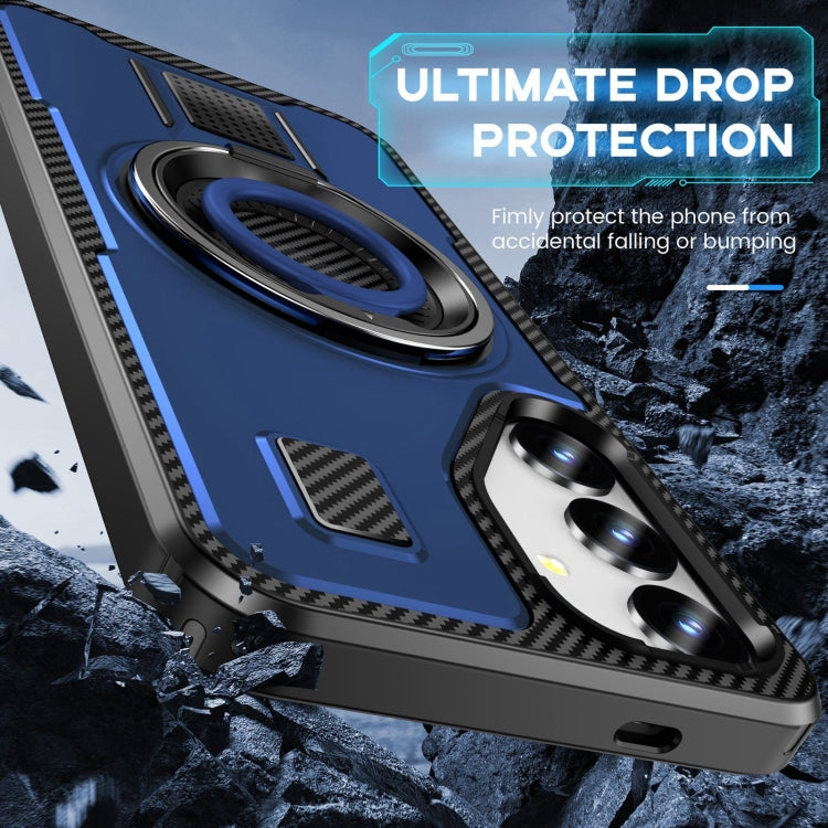 For Samsung Galaxy S25 5G Ring Holder Carbon Fiber PC Hybrid TPU Phone Case(Blue) - Galaxy S25 5G Cases by buy2fix | Online Shopping UK | buy2fix