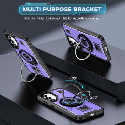 For Samsung Galaxy S25 5G Ring Holder Carbon Fiber PC Hybrid TPU Phone Case(Purple) - Galaxy S25 5G Cases by buy2fix | Online Shopping UK | buy2fix