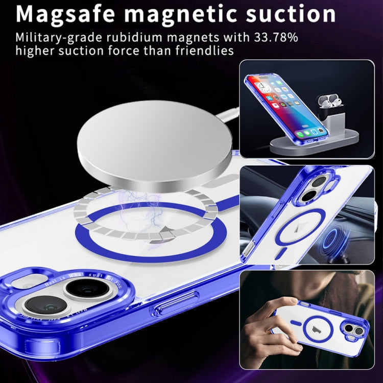 For iPhone 16 Ice Color Magnetic Series Magsafe Magnetic PC Hybrid TPU Phone Case(Blue) - iPhone 16 Cases by buy2fix | Online Shopping UK | buy2fix